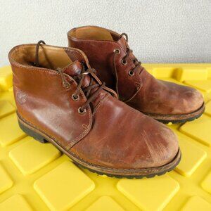 Timberland Boots Mens 9 M Brown Chukka Lace Up Leather Logo Classic